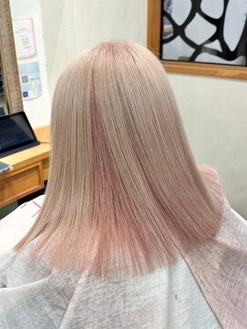 ロア 福岡天神本店(LORE) ダブルカラーミルクティーピンクベージュカラーハイトーンカラー