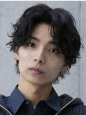 大分シャドウパーマメンズカットラウンドマッシュセンターパート