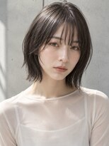 ヴェイン 渋谷(vain)&nbsp;ダークグレージュ ミディアムレイヤー ウルフ シースルーバング