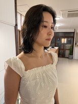 パーク(PARK)&nbsp;前髪パーマ部分パーマオリーブカラー透明感カラーベージュ