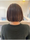 くすみベージュ 大人かわいい耳かけボブ/30代40代50代