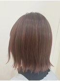 伸ばしかけボブ×ピンクカラー