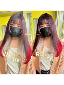 ガルボヘアー 名古屋栄店(garbo hair) ウルフ レイヤー ロング プルエクステ 赤 ホワイト 黒