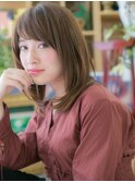 斜めバングカーキグレージュ小顔3Dレイヤーa志木20代30代40代