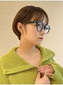 暖色カラー/暖色/オレンジ/ピンク/ボブ/重めカット