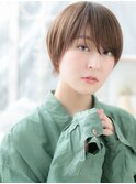斜めバングミルクティーアッシュ小顔ショートボブh3越谷20代30代