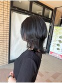 ショートボブレイヤーカット/ウェットヘア/オリーブベージュ