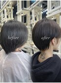 ショートボブ 質感カット 顔周りカット 透明感カラーTOMOKI