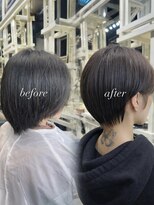 ディーエックス スリー(Dxxxx III) ショートボブ 質感カット 顔周りカット 透明感カラーTOMOKI