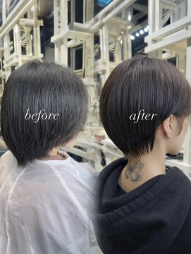 ディーエックス スリー(Dxxxx III) ショートボブ 質感カット 顔周りカット 透明感カラーTOMOKI