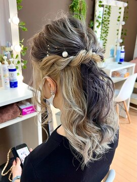 ジェミータ 横浜 ゆるふわハーフアップ【横浜/ヘアセット/着付け/ヘアメイク】
