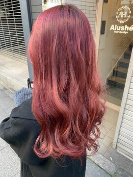 アルーシェウィズスカイ 原宿(Alushe with Sky) ピンクカラー/チェリーブラウン/ダブルカラー/ケアブリーチ
