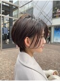 前髪なし×くびれショート×小顔ショート×グレージュ×着物