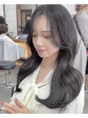 韓国×顔まわりカット×レイヤーカット×グレージュ