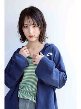 アボヘアー(Abo hair) 大人可愛いアッシュオリーブ小顔レイヤーハッシュカット20代30代