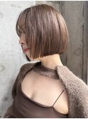 丸くないボブ×ぱっつん前髪×ショートボブ/表参道