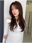 《SOYON》韓国ヘア レイヤーカット ダークラベンダーグレージュ