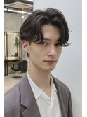 メンズショート　ショートセンターパート　ニュアンスパーマ