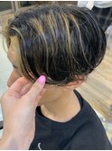 メンズハイライトカラー　センターパートサイドグラデーション