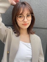 ガーデン オオタカノモリ(garden otakanomori)&nbsp;斜めバング×グレージュカラー×外ハネくびれ×切りっぱなしc