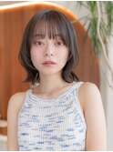 大人かわいい前髪セシルカットココアブラウンフリンジウェーブ
