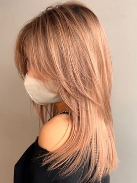 アンダーバーホワイト モデ 富田林店(_WHITE mode) ハイライトカラーミルクティーベージュレイヤーカット