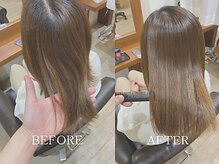 ブリーチしていても縮毛矯正ができる！？ハイライト履歴のお客様の美革ストレートbefore after。