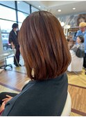 ミディアム/ボブ/ワンカール/オレンジブラウン