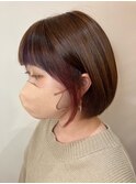 ボブ×インナーカラー/刈り上げボブ/ワインレッド◎30代40代50代