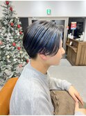 アッシュブラックカルマパーマベリーショートダークアッシュ