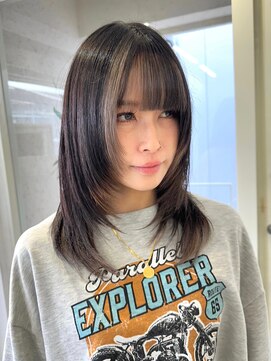 シャルム 溝の口店(charme) ウルフワイドバングブルーブラックレイヤーカット姫カット