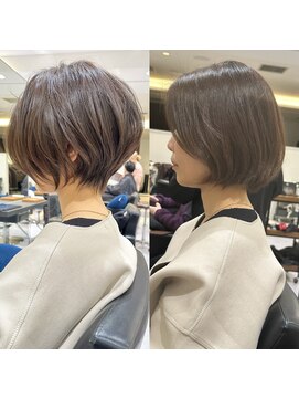 バンプ ギンザ(BUMP GINZA) 30代、40代/丸みくびれショートボブ×白髪染めハイライト/大宮