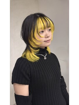 ソルバイジゼル(sol by gisele) 仙台ウルフインナーカラーデザインカラー派手髪レイヤーカット