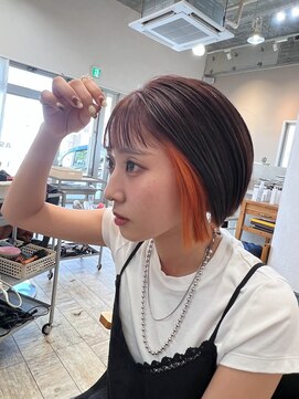 アスラン(ASLAN) 【aslan】ミニボブ/イヤリングカラー/インナーオレンジ