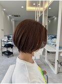 別府ショートボブ顔まわりレイヤーカット髪質改善カラー30代