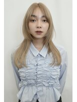 レコ 渋谷(LECO)&nbsp;ケアブリーチホワイトブロンド顔まわりレイヤーカット