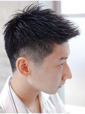 フェザーパーマ/ブルーブラック/刈り上げセンターパート[新宿]