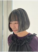 ホワイトベージュ地毛ハイライトカラー