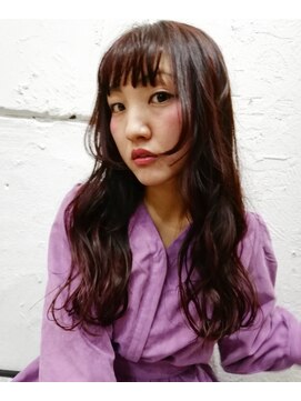 ジェナ(Jena) 切りっぱなしブラントロング×ダークチェリーピンク