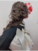 振袖サイド編み下ろしアレンジ
