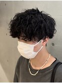 無造作スパイラルパーマ刈り上げマッシュメンズパーマ