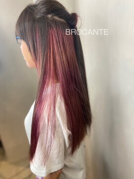 ラトリエ ブロカント 立川北口店(L'atelier BROCANTE) ハイトーン インナーカラー ブリーチ ピンク ロングヘア