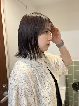 ニコ トウキョウ 渋谷(nico TOKYO) タッセルボブオリーブカラーぱっつん前髪渋谷オリーブグレージュ