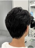 ニュアンスパーマセンターパートワンカールパーマ韓国メンズ