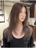 韓国ヘアーハッシュカットレイヤーカットグレージュブリーチ無し