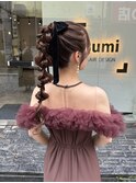 高めポニーテール編み下ろし