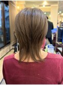 くびれミディアムウルフレイヤー◎白髪ぼかしブリーチカラー