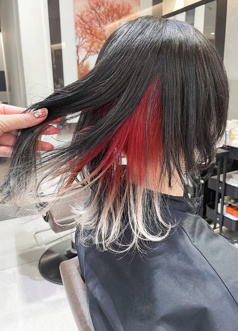 あんスタカラー 逆先夏目風インナーカラーレッド×ホワイト S919