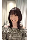 簡単セットのくびれミディアム×艶々暖色カラー