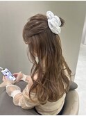 ベージュカラーブリーチなしWカラーくすみベージュ透明感カラー